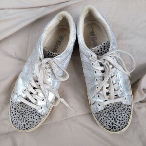 Gola sneakers! So cute metallic silver with animal print toe & tongue, size 7